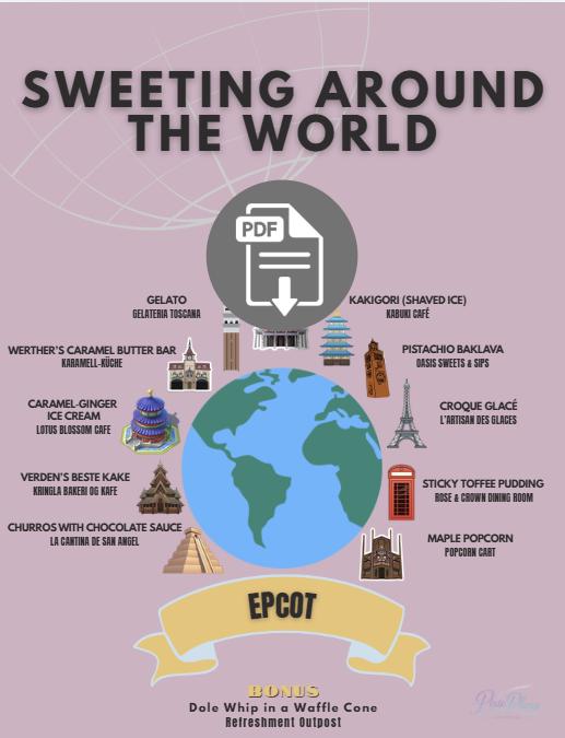 EPCOT Drink Snack & Sweet Checklist | Around the World Tracker (PDF ...