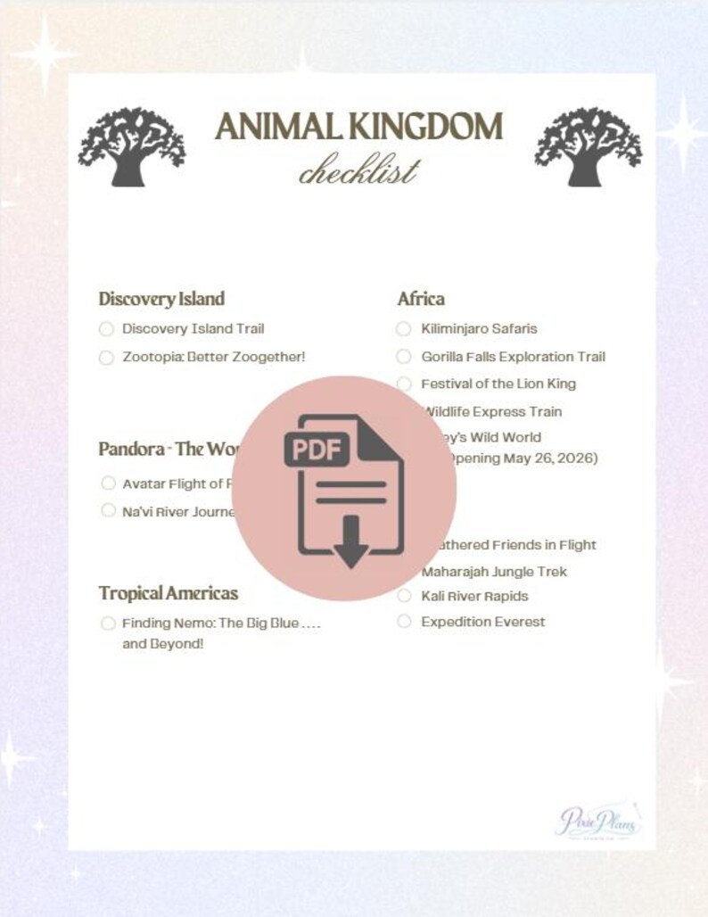 Disney World Ride Checklist Printable | Magic Kingdom, EPCOT, Hollywood ...