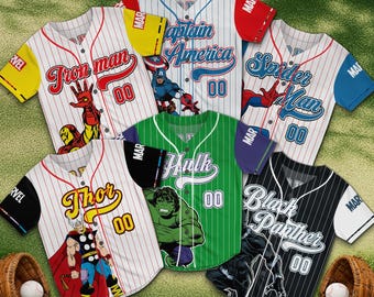 Personalized Marvel Avengers Football Jersey Custom Name, Superhero Birthday Shirt, Avengers Family Matching Outfit Gift