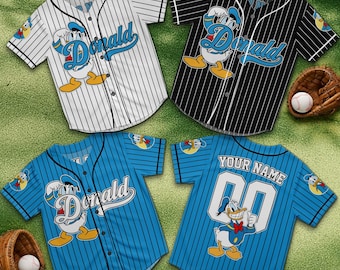 Personalized Donald Duck Baseball Jersey, Custom Name Disney Donald Shirt, Cartoon Kids Outfit, Birthday Gift
