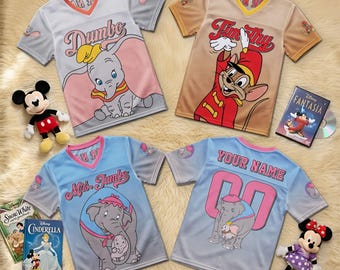 Personalized Dumbo Kids Football Jersey, Custom Name Elephant Cartoon Shirt, Disney Birthday Outfit, Cute Kids Gift