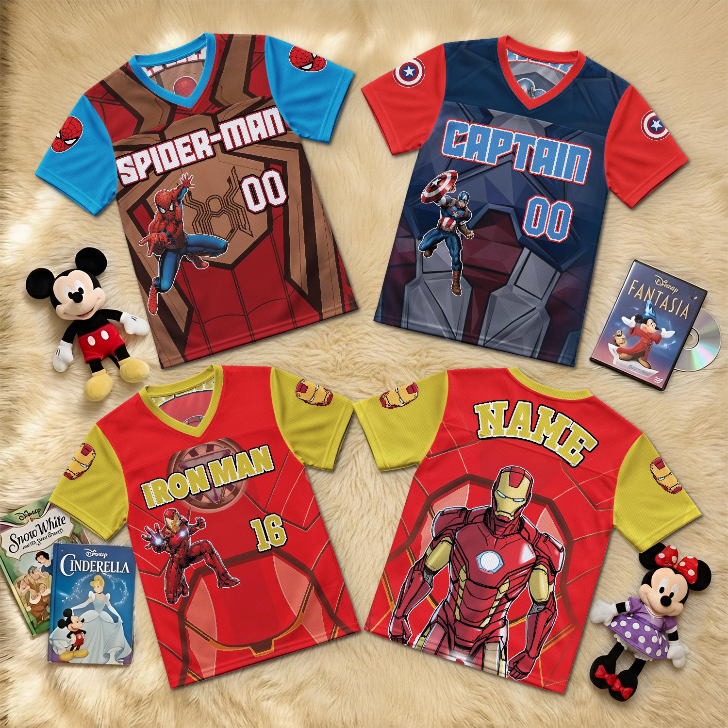 Discover Personalized Marvel Avengers Kids Baseball Jersey, Custom Name Spider Man Iron Man Captain America Hulk Shirt, Birthday Gift for Boys