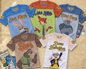 Custom Zootopia Football Jersey Custom Name, Zootopia Birthday Jersey, Judy Hopps Nick Wilde Squad Shirt Family Matching Outfit Gift
