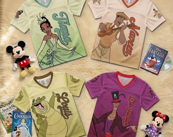 Personalized Princess and the Frog Football Jersey, Custom Name Tiana Shirt, Kids Birthday Outfit, Disney Family Matching Gift