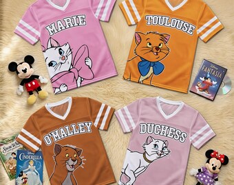 Personalized Aristocats Kids Football Jersey, Duchess Thomas O'Malley Marie Toulouse Shirt, Custom Name Birthday Outfit