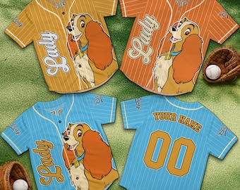 Lady Dog Custom Baseball Jersey, Cute Cocker Spaniel Shirt, Disney Inspired Gift, Personalized Name Jersey