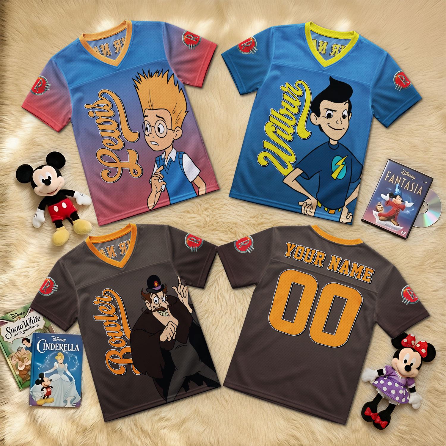Discover Custom Robinson Future Team Football Jersey, Personalized Lewis Wilbur Squad Shirt, Sci-Fi Family Matching Gift