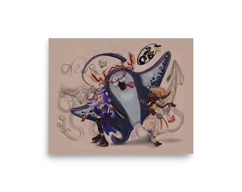 Splatoon 3 Deep Cut Art Print, Shiver Frye Big Man Fan Art, 8x10 Matte