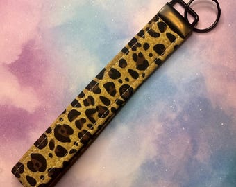 Leopard Print Wristlet Keychain