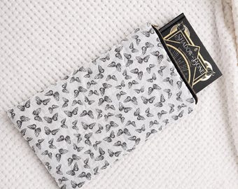 Quilted Butterfly Book Sleeve | Zippered Padded Pouch 14” x 9”