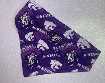 Purple K-State Pet Bandana | Game Day Dog Scarf, Elastic Slip-On Cotton Cat Accessory