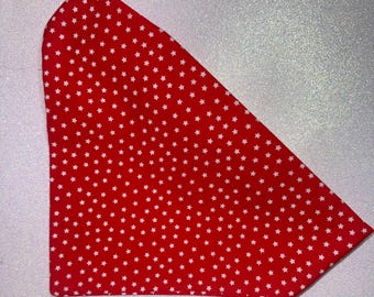 Red White Star Pet Bandana | Handmade Elastic Collar Scarf for Dogs Cats