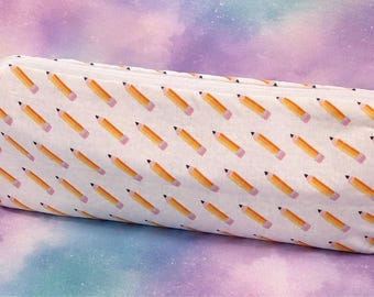 Pencil Print Zipper Pouch | Handmade Fabric Stationery Organizer, School Supply Bag