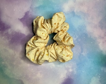 Cream Speckled Scrunchie | Soft Fabric Hair Tie, Ponytail Holder (Handmade)