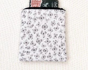 Handmade Quilted Kindle Sleeve | Padded E-Reader Case, Butterfly Print Pouch