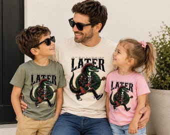 Later bijpassende familie shirts Gator, grappige punk alligator Tee, papa Kid bijpassende grafische shirts, peuter jeugd volwassen Tee, familie vakantie Tee