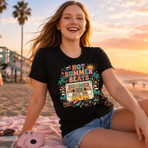 Retro Mixtape Shirt, Hot Summer Beats Tee, Vintage Cassette Graphic Top, 90s Throwback Outfit, Groovy Music Lover Gift Unisex, Vacation Fit