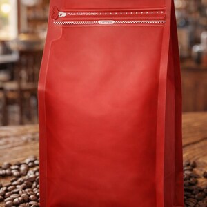 225 g kaffepåsar, återförslutningsbara stående påsar med ventil, foliekant på sidan (25 st)
