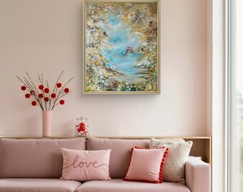 Original Textured Acrylic Painting | Birds on Stretched Canvas | 20x24 Modern Impasto Artwork
