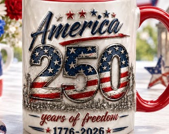 USA 250th Anniversary Accent Mug, Patriotic 1776 2026 Coffee Cup, 4th Of July Independence Day Flag Gift Mug,