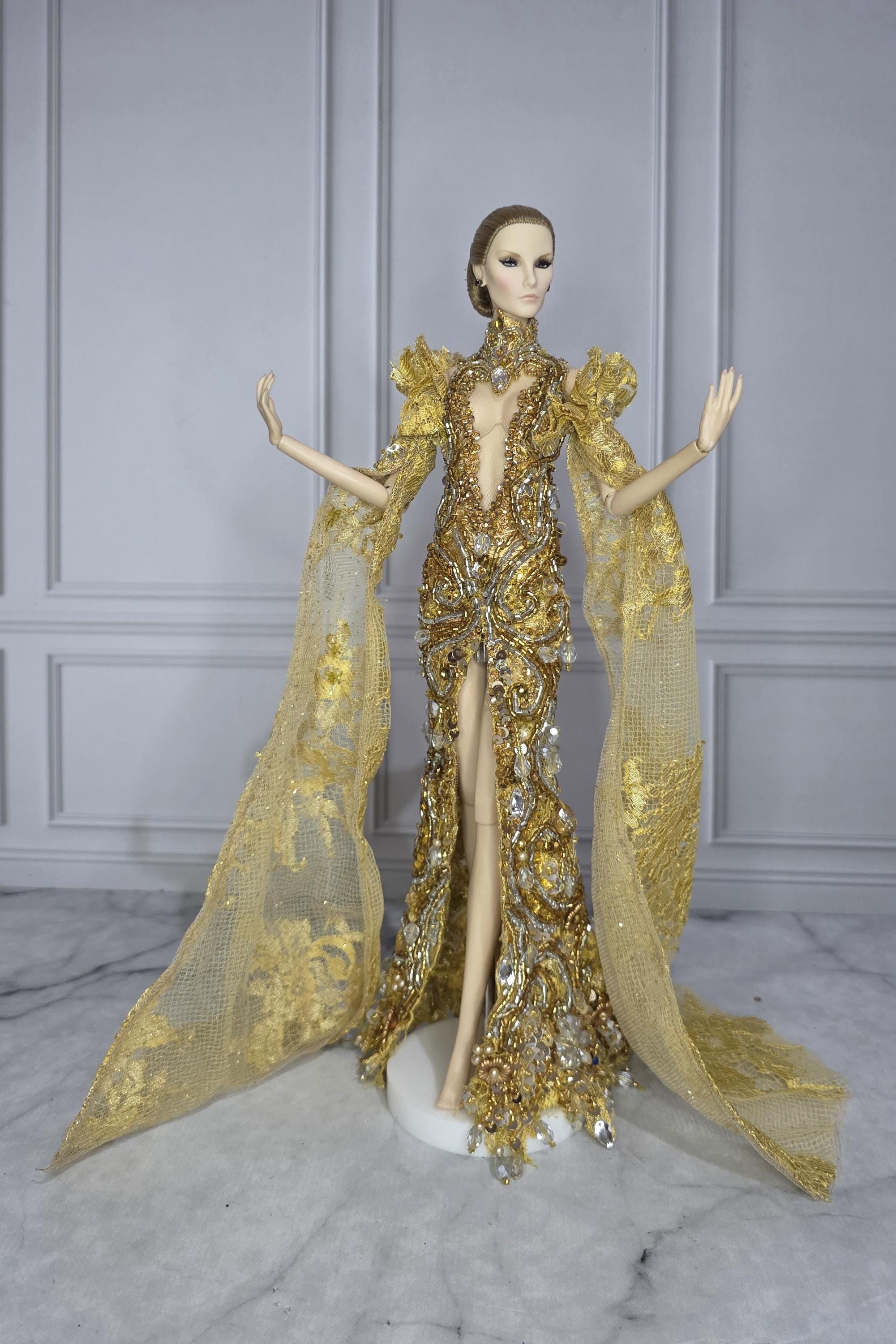barbie golden dress Tiny Frock Shop National Barbie Doll Con ICON Glimmer In Gold Blond Dressed  Doll NRFB