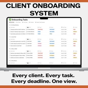 Notion klientonboardingsystem | Mall för frilansare och serviceföretag | Kundportal och arbetsflöde