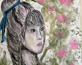 Longing, original mixed media 16 inch by 20 inch canvas, one of a kind