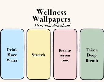 Pastel Wellness Phone Wallpapers, Gentle Reminders, Self Care Lock Screens (Digital Download)