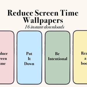 Reduce screen time wallpapers, minimalist pastel self care phone backgrounds for a digital detox