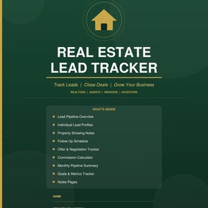 Real Estate Lead Tracker Printable | Realtor Planner PDF (Digital Download)