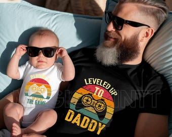 Gracz 1 Gracz 2 Pasujące koszulki z okazji Dnia Ojca dla graczy Gamer Dad, spersonalizowane koszulki z motywem gier wideo