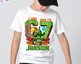 Camiseta personalizada de videojuegos para cumpleaños número 67, camiseta personalizada de Pixel Creeper, estilo streetwear.