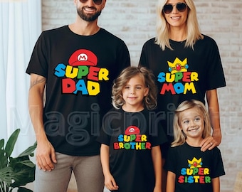 Koszulki urodzinowe Super Family, stroje załogi pasujące do gier wideo