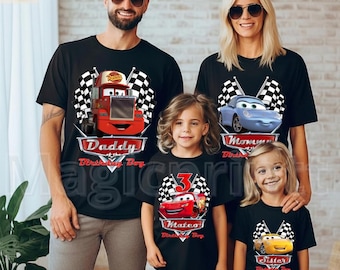 Koszulki urodzinowe dla całej rodziny, pasujące do siebie, dwie koszulki imprezowe Fast Pit Crew