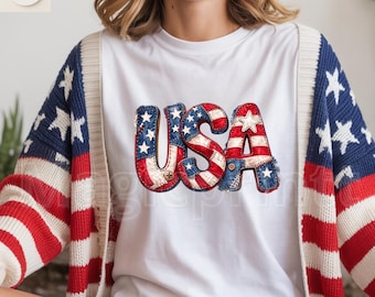 Koszulka patriotyczna USA, koszulka retro w stylu amerykańskim, koszulka z nadrukiem z okazji 4 lipca.