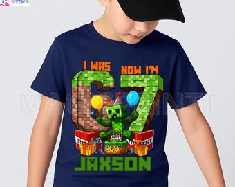 Custom 67th Birthday Video Game Shirt, Personalized Pixel Creeper Tee, Streetwear Style