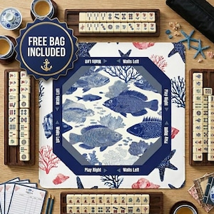 Looking for mahjong gift ideas? This nautical mahjong mat makes a unique mahjong gifts set for her or him, perfect for birthdays and special mahjong nights with friends.