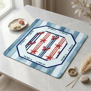 A functional mah jongg mats layout featuring clear directional text for Walls Left and Play Right. This mahjong mat protects your table and helps organize tiles perfectly during intense mahjong gameplay.