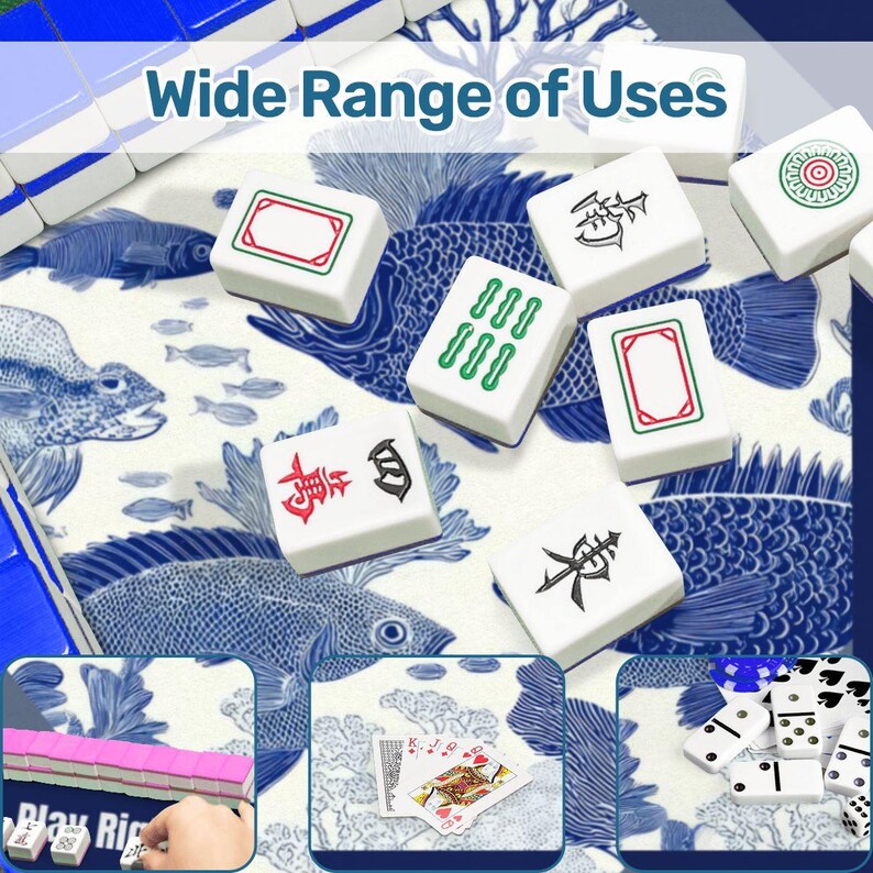 Coastal Fish Mahjong Mat with Carry Bag, Nautical Botanical Mah Jongg Mat, Ocean Mahjong Gift, Fish Mahjong Mats, Mahjong Accessories afbeelding 10