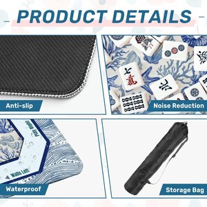 Mah Jongg Mat Coastal Starfish Blue Wave, Mahjong Accessories, Mahjong Gift Ideas Non-Slip Mahjong Mats for Game Night image 10