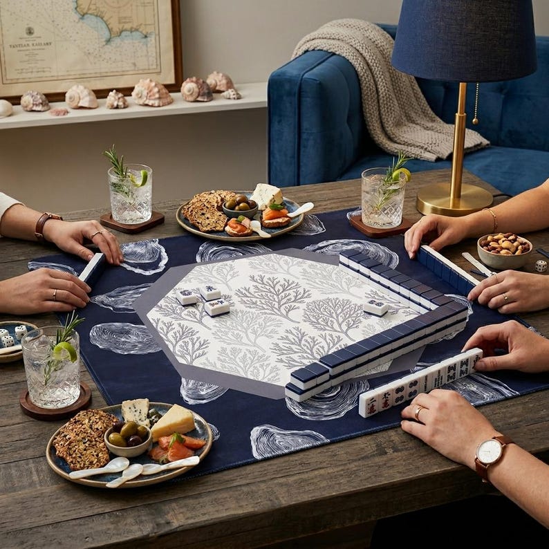 Set up your table with this non-slip mahjong mat. Ideal for protecting surfaces during intense matches, these mahjong mats provide a quiet, stable area for tiles and racks at your next mahjong club gathering or home game night event.