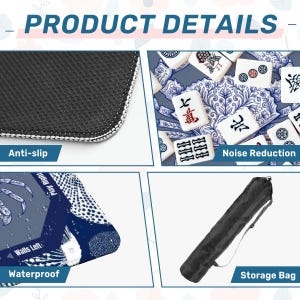 Mah Jongg Mat with Crab Design, Mahjong Mats for Game Night, Mahjong Accessories, Blue Coastal Mah Jongg Mats, Mahjong Gift Ideas, Mahjong image 8