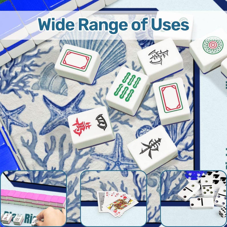 Mah Jongg Mat Coastal Starfish Blue Wave, Mahjong Accessories, Mahjong Gift Ideas Non-Slip Mahjong Mats for Game Night image 12