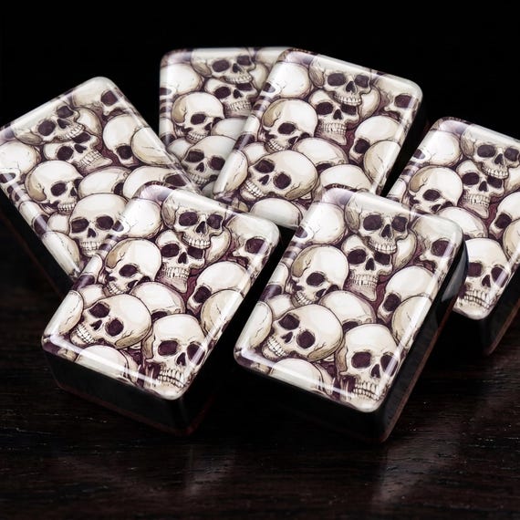 Halloween Mahjong Tile Set, Gothic Skull Design American Mahjong Tiles Full 160 Tile Set, Spooky Game Night Horror Decor Gift for Her