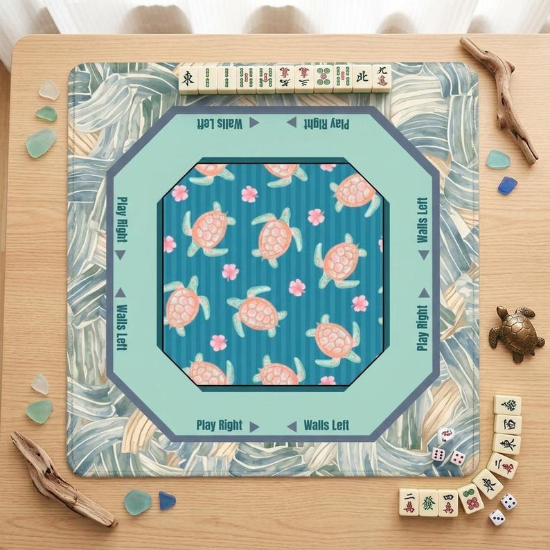 This sea turtle mah jongg mat makes one of the best mahjong gift ideas for friends and family. A beautiful and unique addition to any collection of mahjong gifts for birthdays or holidays.