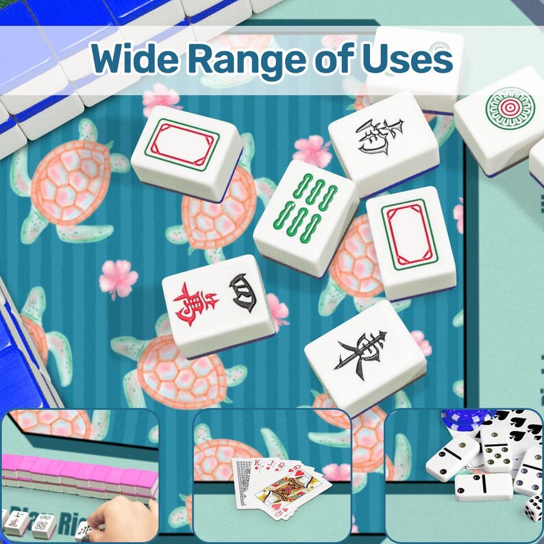 Sea Turtle Mah jongg Mat, Cute Mahjong Mats, Nautical Mahjong Game Mat, Coastal Ocean Mahjong Accessory, Mahjong Gift For Her, image 11