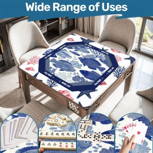 Coastal Fish Mahjong Mat with Carry Bag, Nautical Botanical Mah Jongg Mat, Ocean Mahjong Gift, Fish Mahjong Mats, Mahjong Accessories afbeelding 9