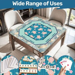 Sea Turtle Mah jongg Mat, Cute Mahjong Mats, Nautical Mahjong Game Mat, Coastal Ocean Mahjong Accessory, Mahjong Gift For Her, image 10