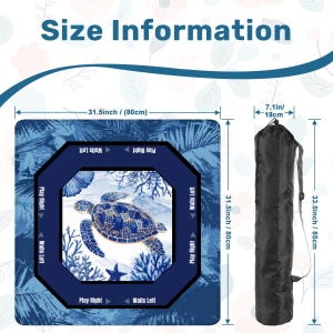 Sea Turtle Mahjong Mat - Blue Coastal Mah Jongg Mat for Game Night, Mahjong Accessories, Mahjong Gift Ideas, Premium Mahjong Table Mat image 5