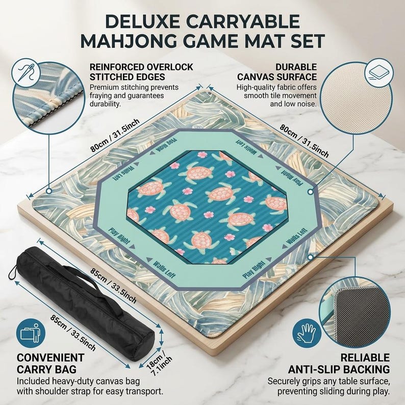 A versatile mahjong mat and mah jongg mats collection piece. Enhance your game with these mahjong accessories, perfect as mahjong gift ideas or as a personal treat for any mahjong enthusiast.